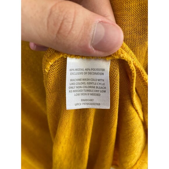 Modern Canvas Womens Mustard Yellow Crochet Sleeve T-Shirt XL Modal Polyester - Picture 4 of 6